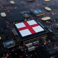 Flag of England on a processor, CPU or Chip photo
