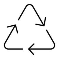 Reuse and recycle icon. Black linear sign, editable stroke. Concept of ecology, sustainability, renew, reduce. Eco friendly symbol for web design, print, logo, label or emblem vector