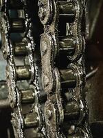 dirty and wet of Bearing belt and chain lubricant with grease and oil,motivate machine, photo
