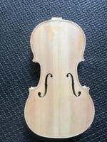 Raw violin made from wood put on background, photo