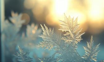 A close up of a snowflake with a blurry background photo