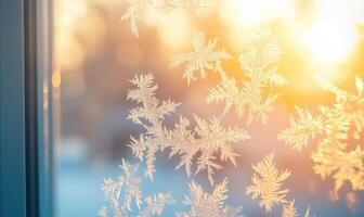 A window with frosted glass and a view of the outside photo