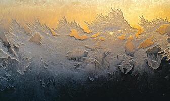 A frosty window pane with a frosty pattern photo