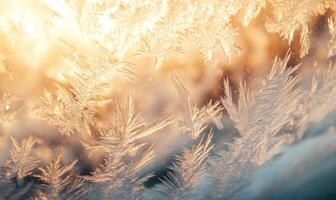 A close up of a frosty window with snowflakes on it photo