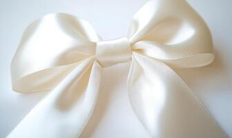 A white ribbon with a bow is the main focus of the image photo