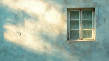 A Single Window on a Weathered Wall with Light Streaming Through photo