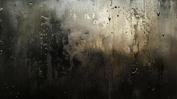 Abstract Dark Metallic Surface with Water Droplets and Distressed Texture photo
