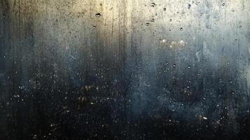 A close-up view of water droplets on a dark, textured surface. photo