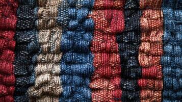 Close-up of Multicolored Woven Fabric with Striped Pattern photo
