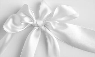 A white ribbon is tied in a bow photo