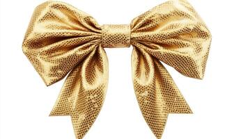 A gold bow with a shiny texture photo