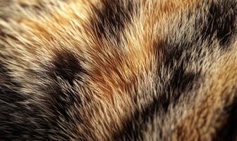 A close up of a cat's fur with a brown and black pattern photo