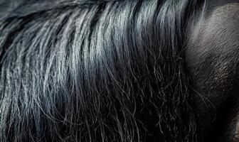A close up of a horse's mane and tail, with the mane being the main focus photo