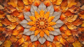 Autumn Leaves Arranged in a Circular Pattern photo