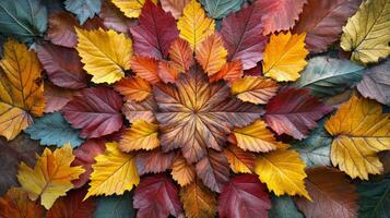 Autumn Leaf Arrangement in Starburst Pattern photo