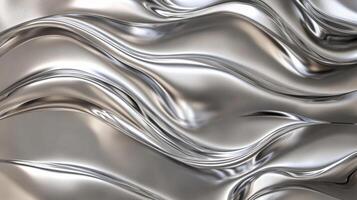 Abstract Silver Wavy Surface with Reflective Texture photo