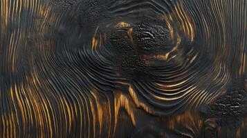 Close-up of Charred Wood with Visible Grain Pattern photo