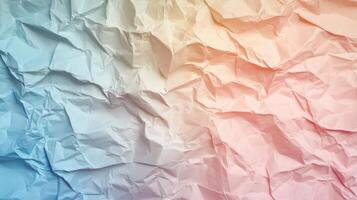 Crumpled Paper with Gradient Color Transition from Blue to Pink photo