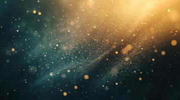 Abstract Background with Gold and Teal Glowing Particles photo
