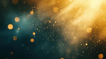 Abstract Bokeh Background with Golden Lights and Dust Particles photo