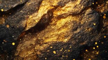 Abstract Gold and Black Texture with Sparkling Lights photo