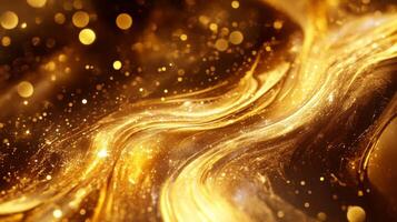 Abstract Golden Swirling Background with Sparkles photo