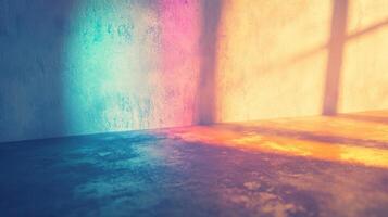 Abstract Corner with Colorful Light and Shadows photo