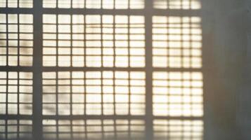 Gridded Window Shadow on a Light-Colored Wall photo