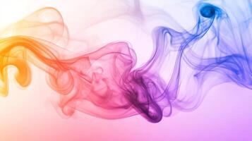 Abstract colorful smoke swirls on a white background photo