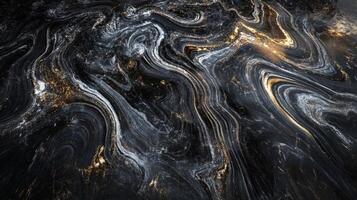 Abstract Black, Gold, and White Swirling Pattern photo