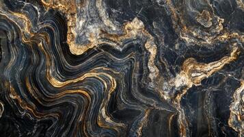 Abstract Swirling Pattern of Black and Gold Stone photo