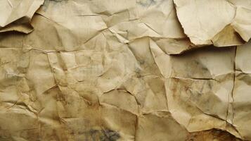 Crumpled and Stained Brown Paper Texture photo
