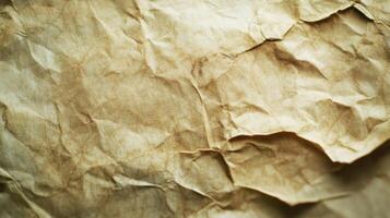 Close-up of Crumpled Brown Paper with Subtle Texture photo