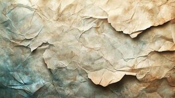 Close-up of Crumpled and Aged Paper with Texture photo