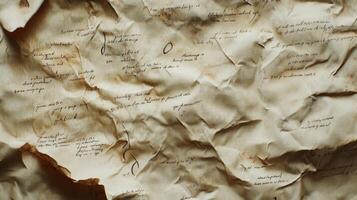 Close-up of a Crumpled Piece of Paper with Handwritten Text photo