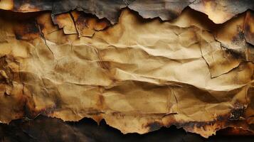 Burned and Wrinkled Parchment Paper with Jagged Edges photo