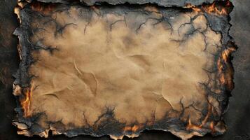 A Burnt and Crumpled Sheet of Paper with Charred Edges photo