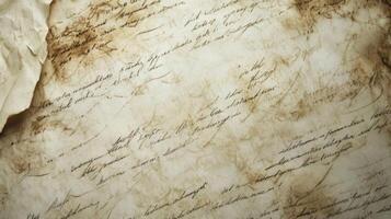Close-up of Aged Paper with Handwritten Script photo