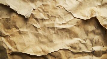 Close-up of Crumpled Brown Paper with Torn Edges photo