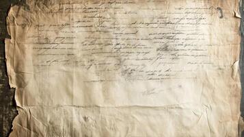 A Close-Up of a Folded and Worn Old Document with Handwritten Text photo