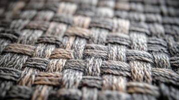 Close-up of Interwoven Grey and Tan Threads Forming a Woven Pattern photo