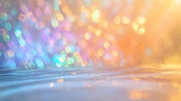 Abstract Background with Iridescent Bokeh and a Reflective Surface photo