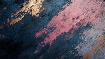 Abstract Textured Background with Pink, Gold, and Gray Swirls on Dark Blue photo