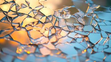 A Shattered Mirror Reflecting Warm Light photo