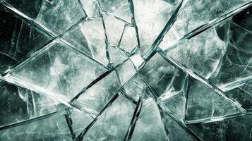 Abstract Pattern of Shattered Glass with Green Tints photo