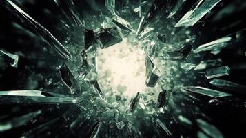 A Shattered Glass Explosion Creates a Circle of Sharp Shards photo