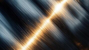 Abstract Metallic Surface with Diagonal Lines and Glowing Highlights photo