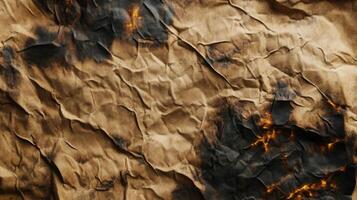 Crumpled, Burned, and Partially Charred Paper photo