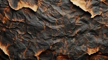 Close-up Texture of Burned and Crumpled Paper photo
