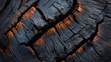 Close-up of Charred Wood with Glowing Edges photo